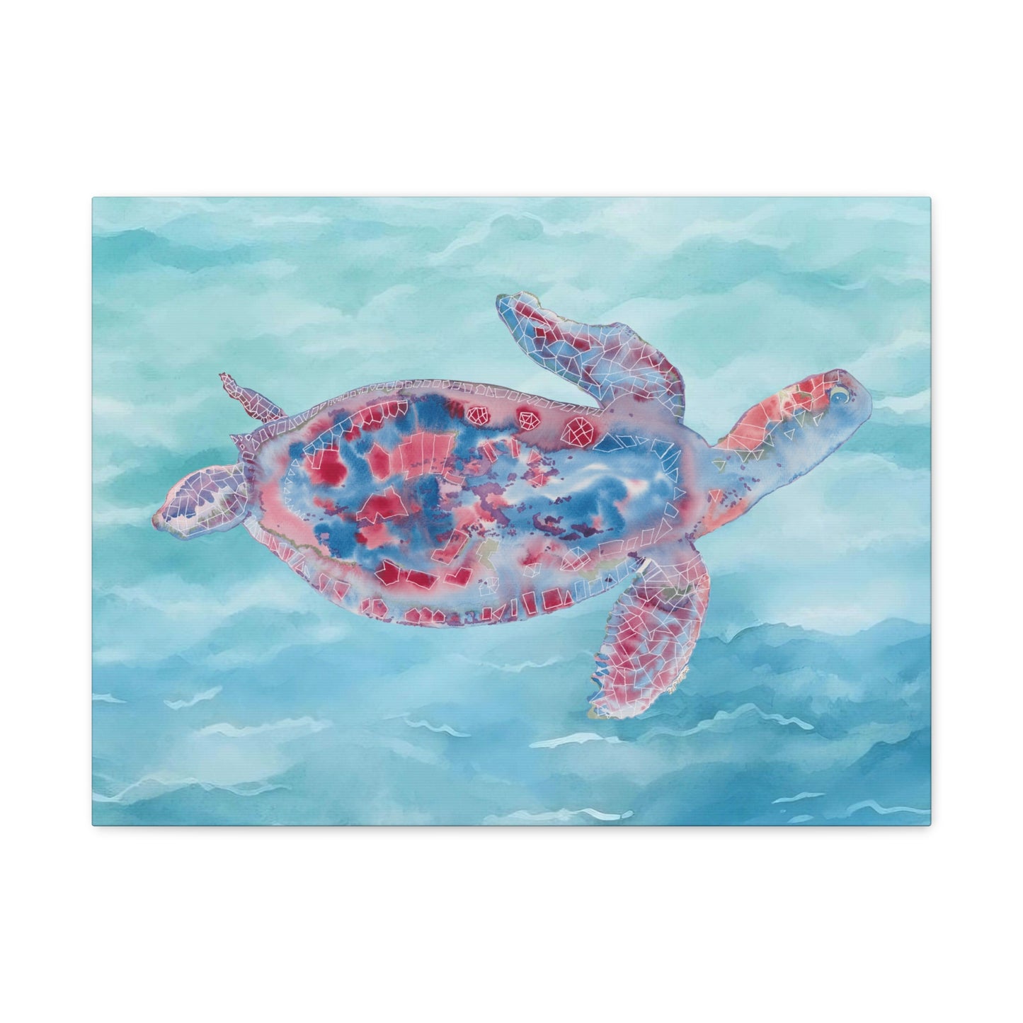 Red and Blue Turtle on Canvas