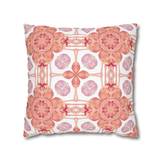 Cushion Cover with Arabesque Design in Orange and Mauve