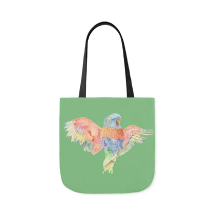 Canvas Tote Bag with Colourful Parrot Ready to Fly