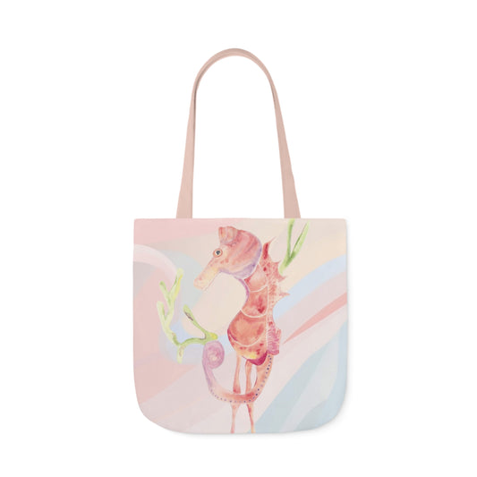 Canvas Tote Bag with Orange Seahorse