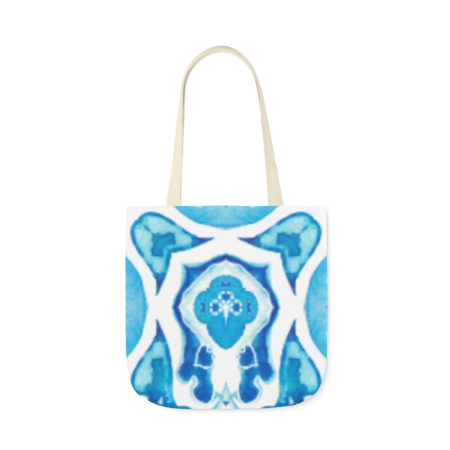 Canvas Tote Bag with Blue and White Design