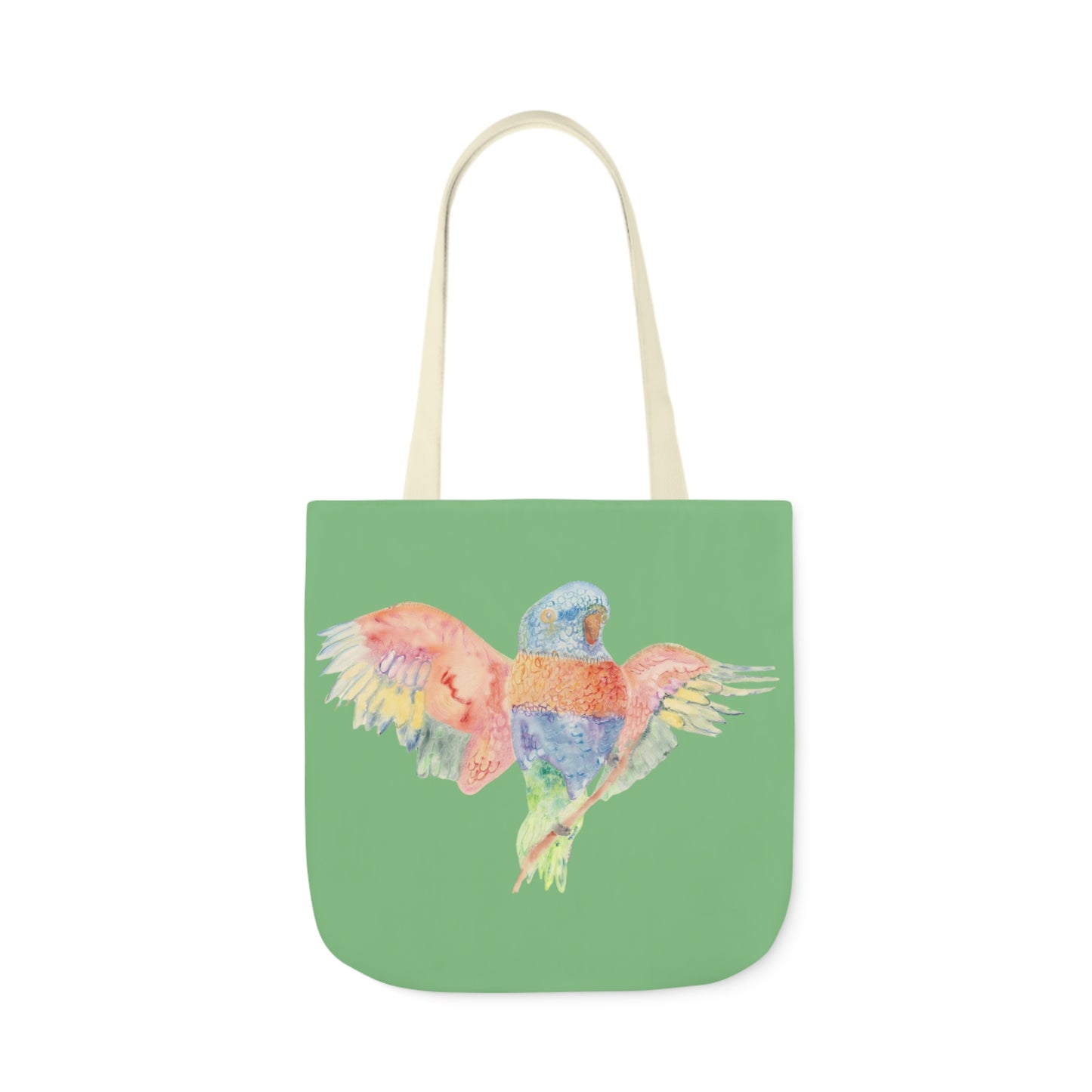 Canvas Tote Bag with Colourful Parrot Ready to Fly