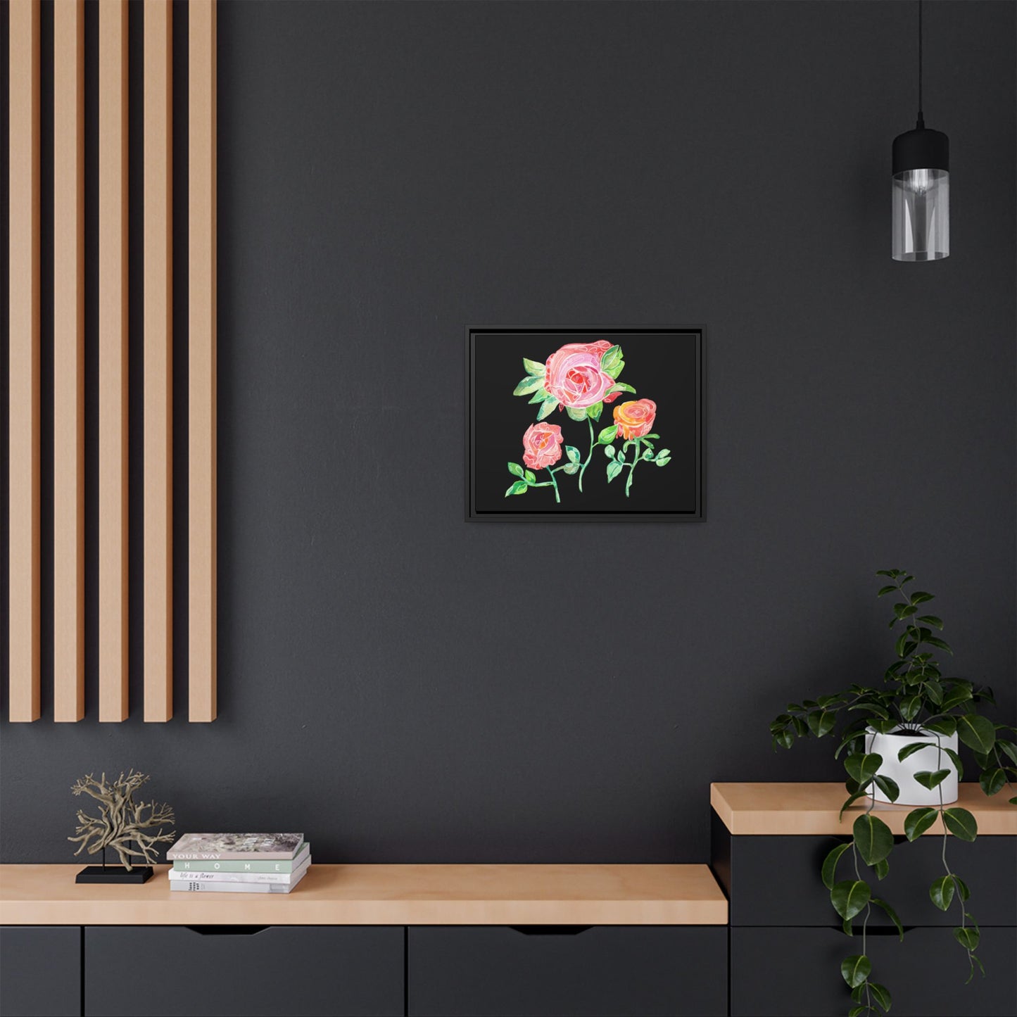 Roses on Canvas with Black Frame