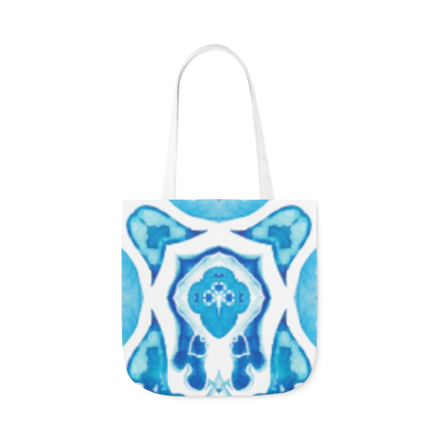 Canvas Tote Bag with Blue and White Design