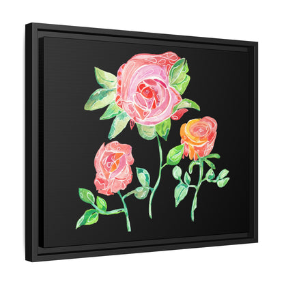 Roses on Canvas with Black Frame