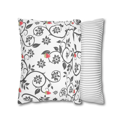 Cushion Cover with Filigree Design and Strawberries