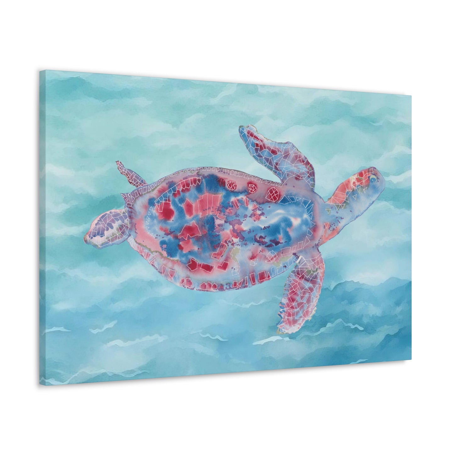 Red and Blue Turtle on Canvas