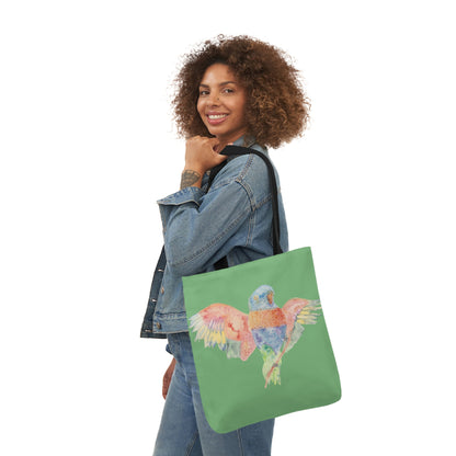 Canvas Tote Bag with Colourful Parrot Ready to Fly