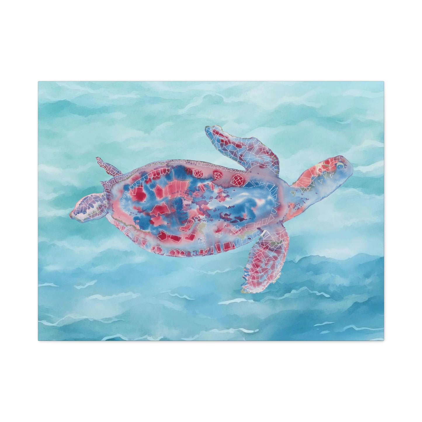 Red and Blue Turtle on Canvas