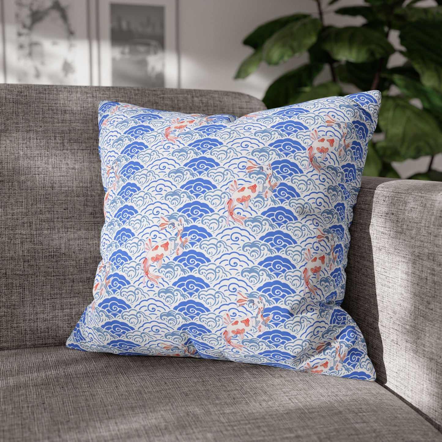 Cushion Cover with Koi Fish