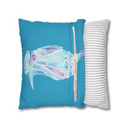 Cushion Cover with Blue Patterned Bird