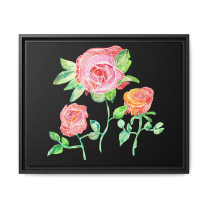 Roses on Canvas with Black Frame