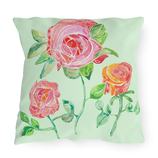 Outdoor Cushion with Gerard Roses