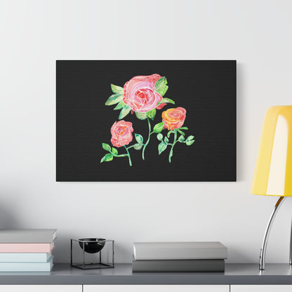 Canvas with Roses on a Black Background