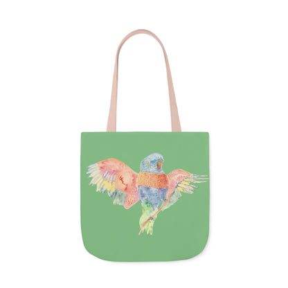 Canvas Tote Bag with Colourful Parrot Ready to Fly