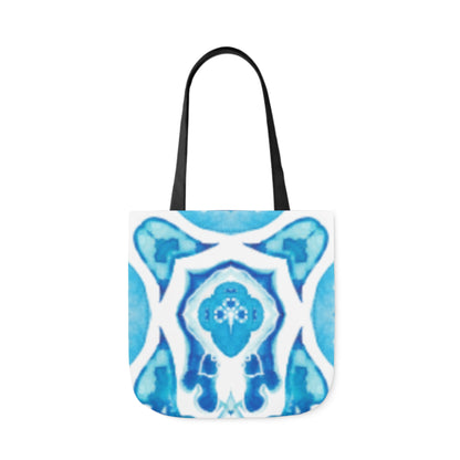 Canvas Tote Bag with Blue and White Design