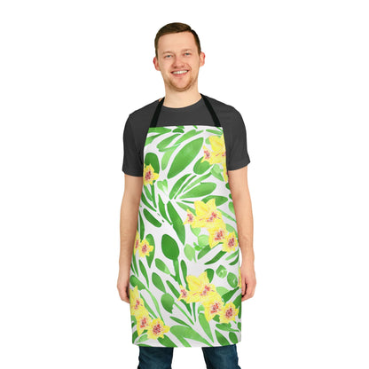 Apron with Yellow Gladioli and Green Leaves - Artmakeyourmark.com