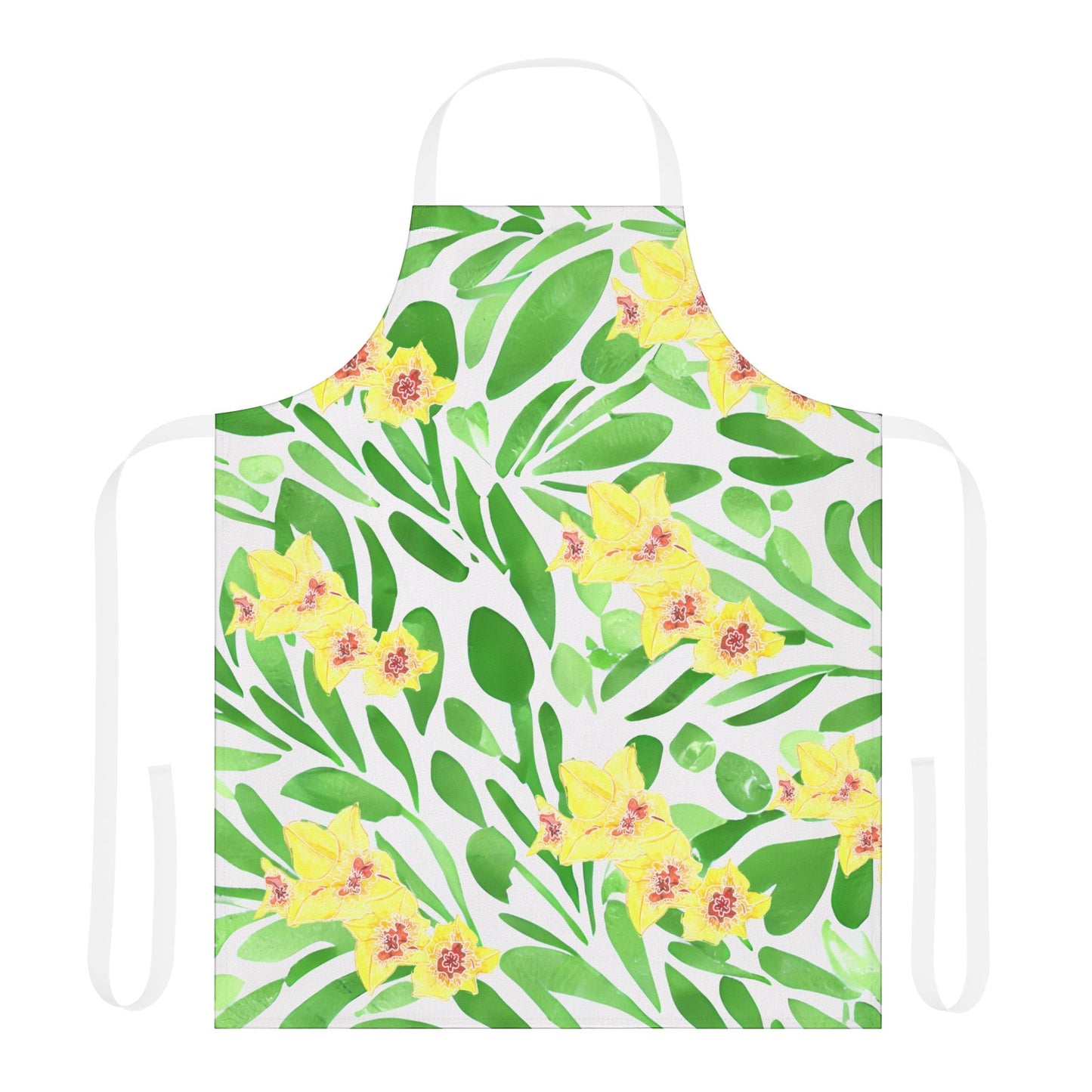 Apron with Yellow Gladioli and Green Leaves - Artmakeyourmark.com