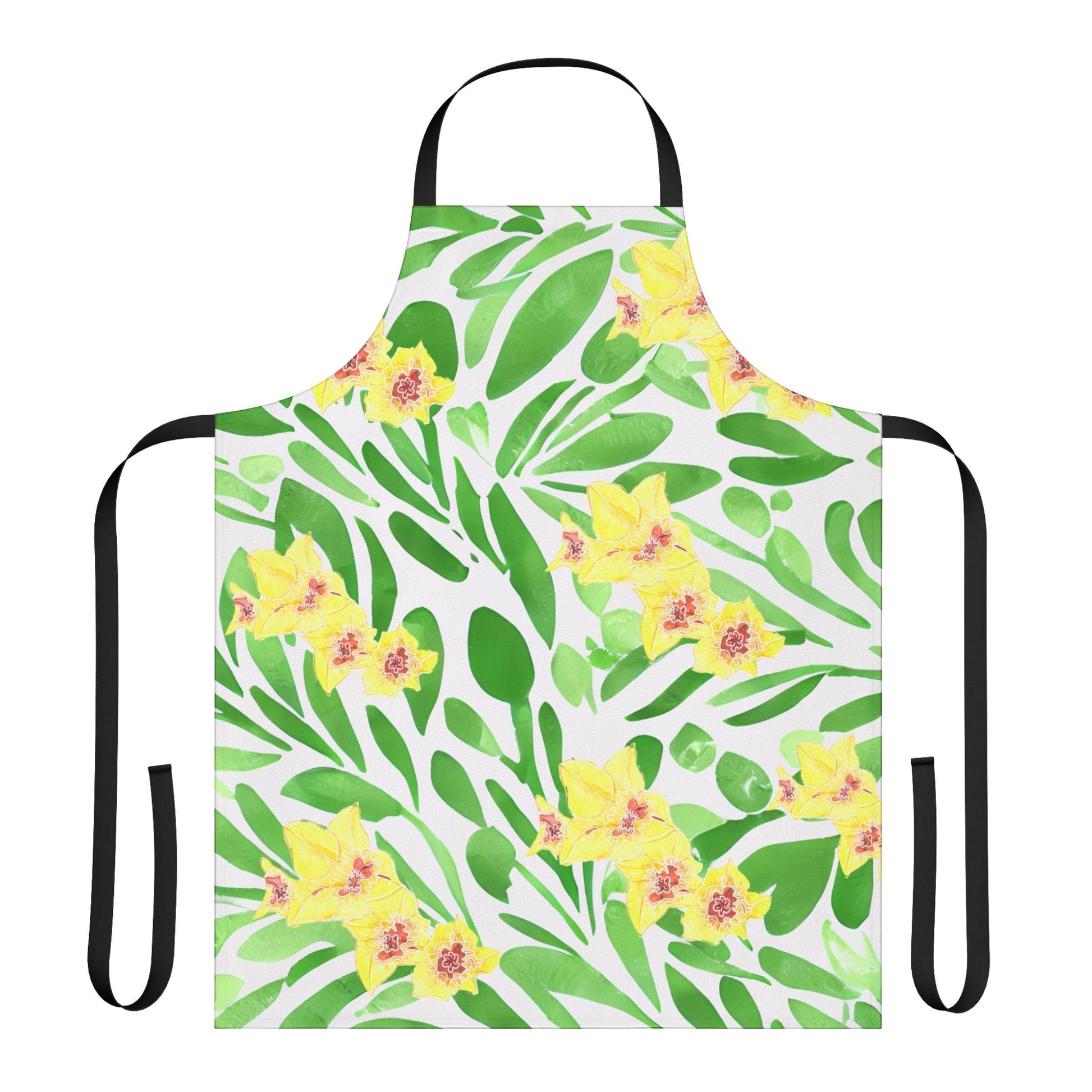 Apron with Yellow Gladioli and Green Leaves - Artmakeyourmark.com