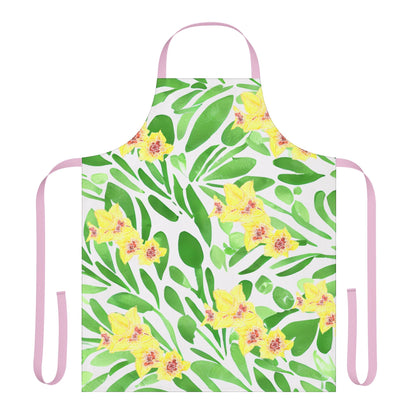 Apron with Yellow Gladioli and Green Leaves - Artmakeyourmark.com