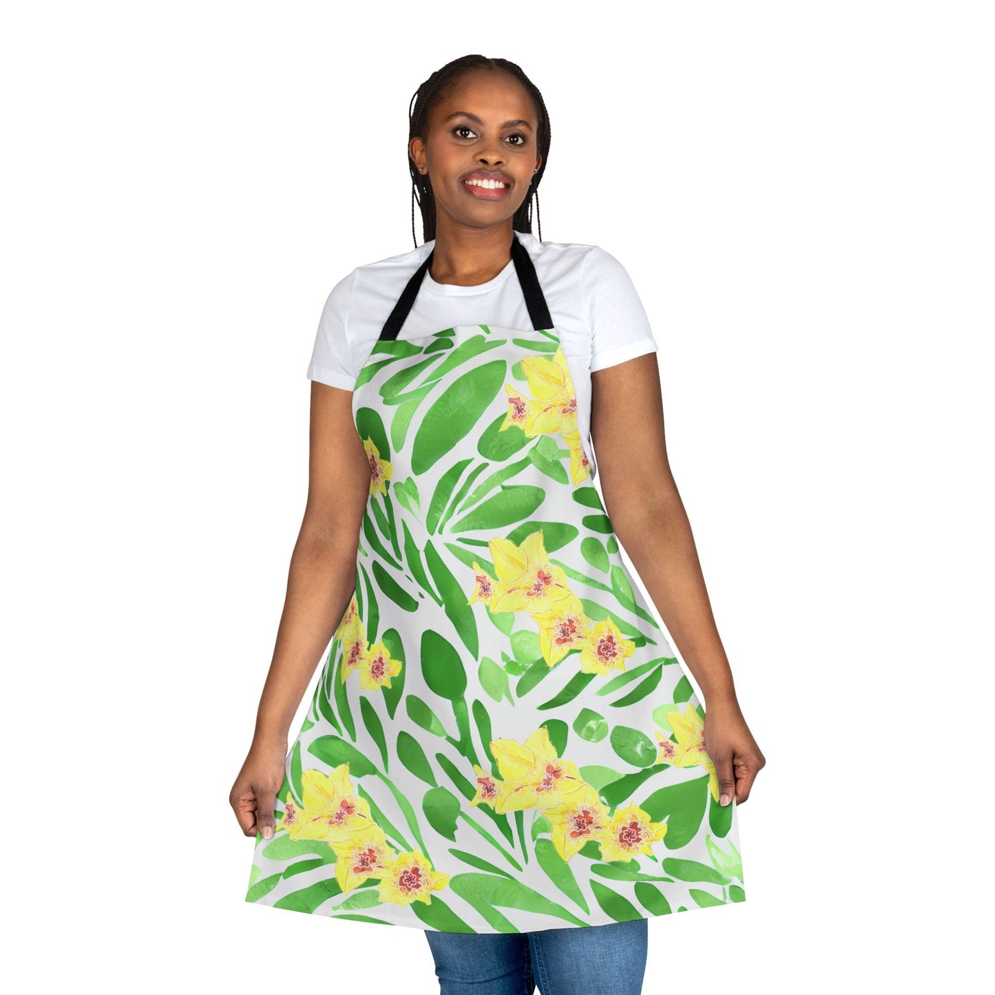 Apron with Yellow Gladioli and Green Leaves - Artmakeyourmark.com