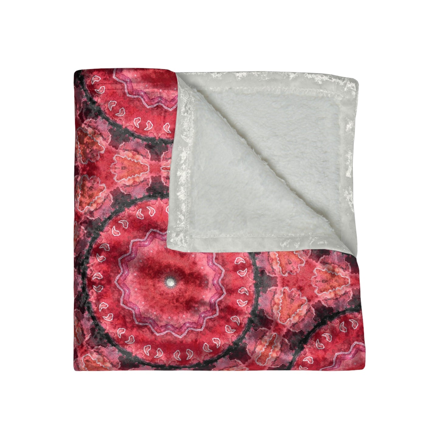 Blanket with Cherry Red Arabesque Design - Artmakeyourmark.com