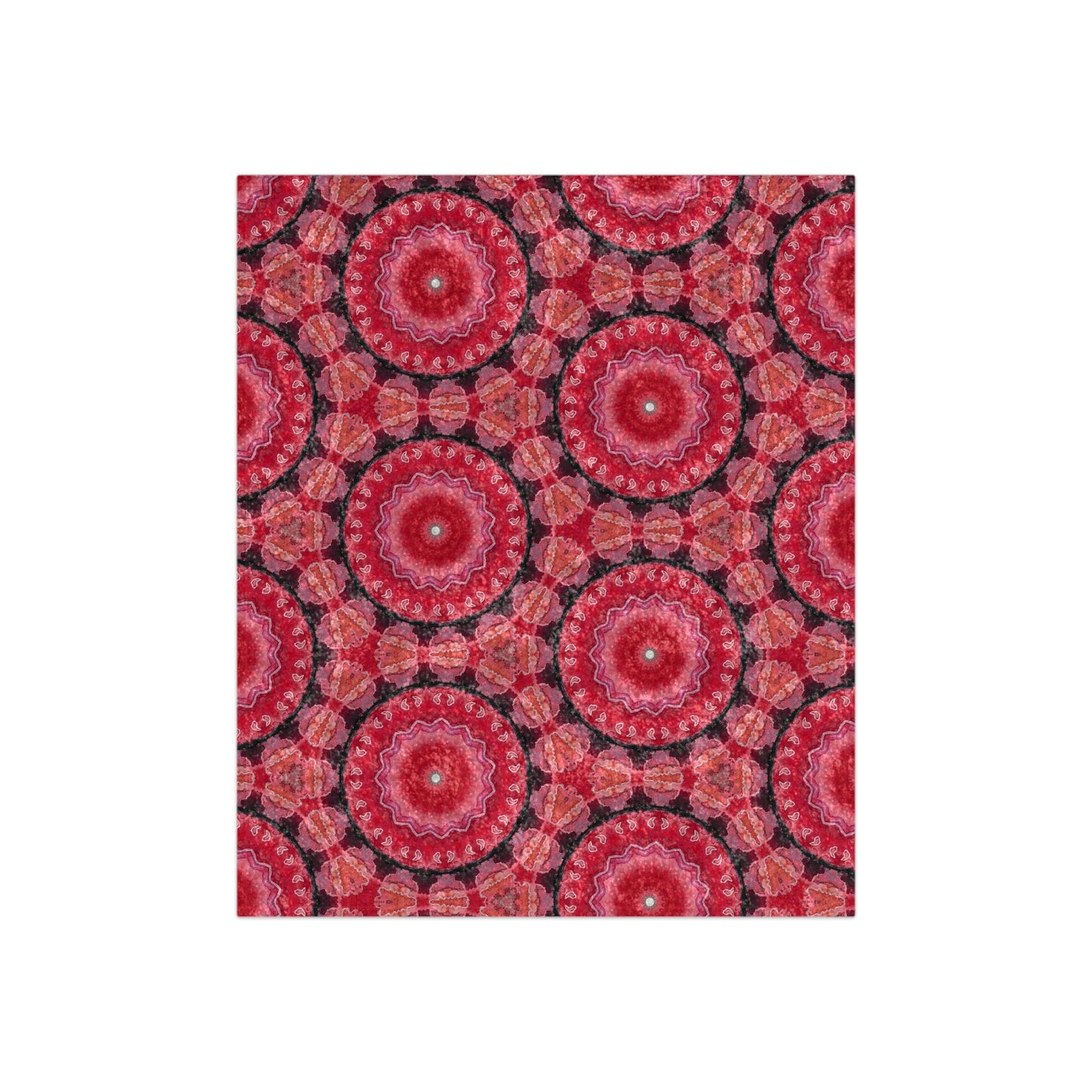 Blanket with Cherry Red Arabesque Design - Artmakeyourmark.com