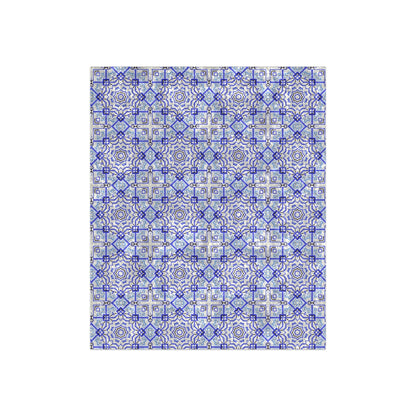 Blanket with Geometric Design in Blue - Artmakeyourmark.com