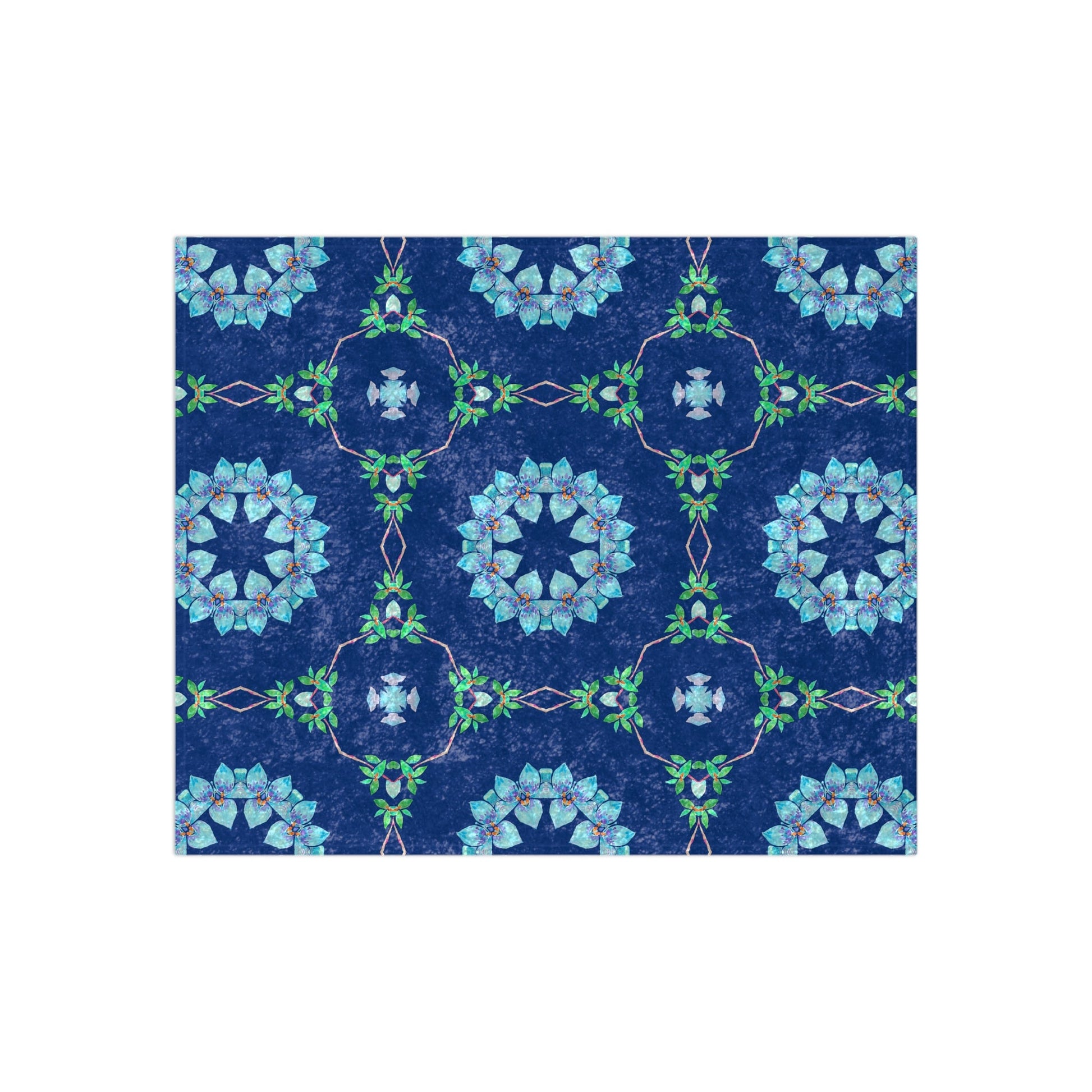 Blanket with Green and Blue Moroccan Design - Artmakeyourmark.com