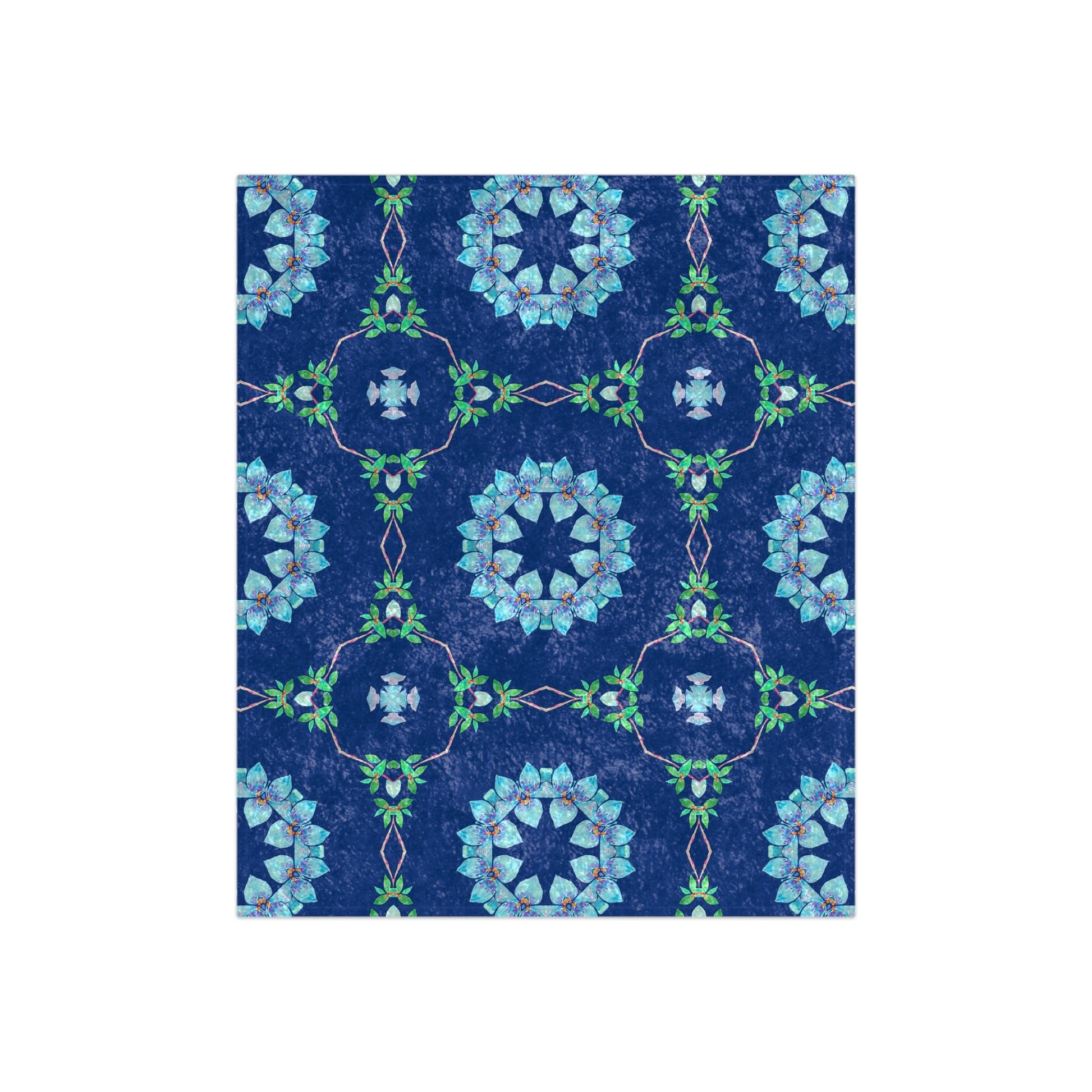 Blanket with Green and Blue Moroccan Design - Artmakeyourmark.com