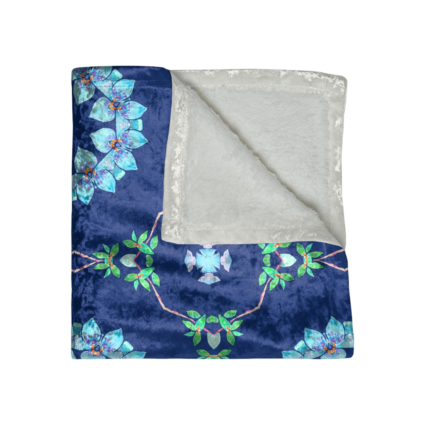 Blanket with Green and Blue Moroccan Design - Artmakeyourmark.com