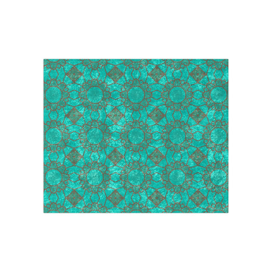 Blanket with Mocha Circles on an Aqua Background - Artmakeyourmark.com