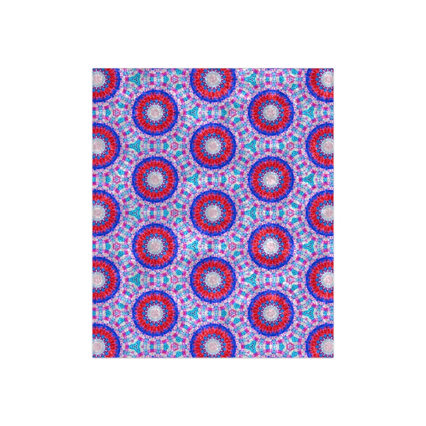 Blanket with Red and Blue Moroccan Design - Artmakeyourmark.com