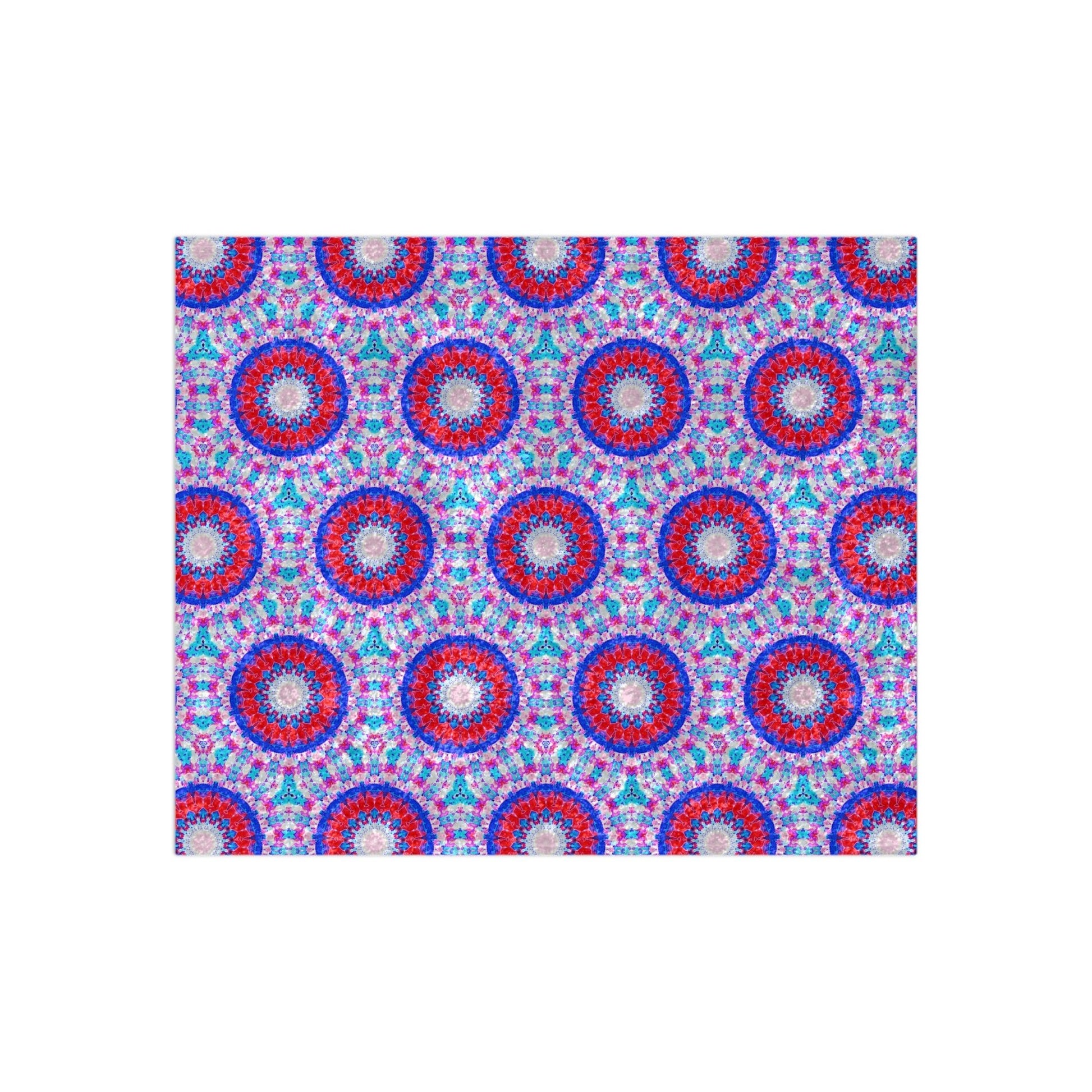 Blanket with Red and Blue Moroccan Design - Artmakeyourmark.com