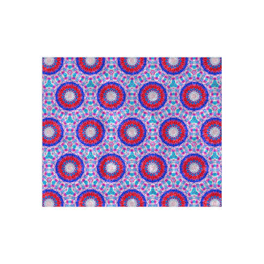 Blanket with Red and Blue Moroccan Design - Artmakeyourmark.com