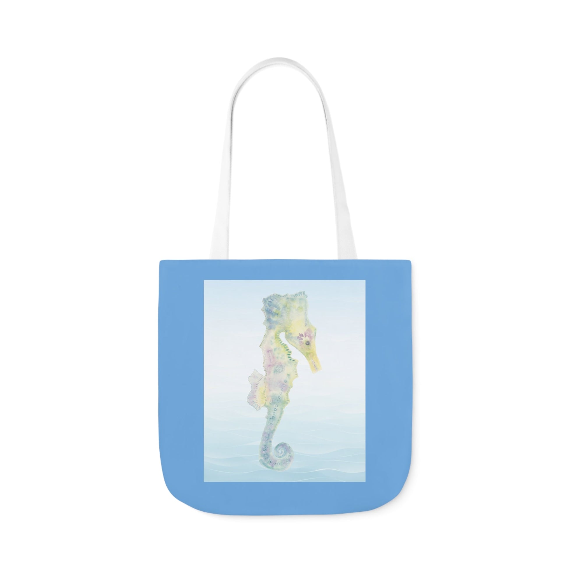 Canvas Tote Bag with Blue Seahorse - Artmakeyourmark.com