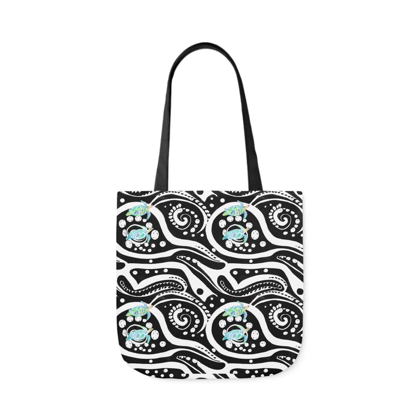 Canvas Tote Bag with Blue Turtles - Artmakeyourmark.com