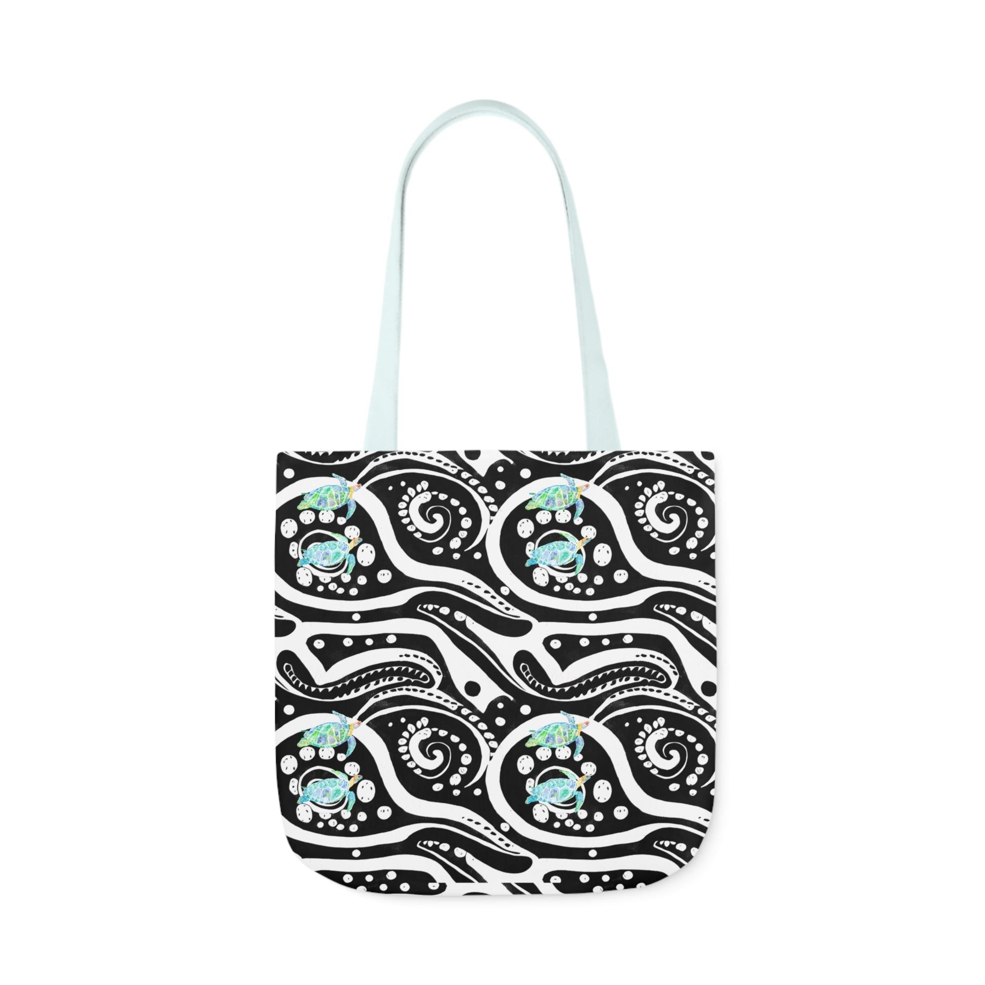 Canvas Tote Bag with Blue Turtles - Artmakeyourmark.com