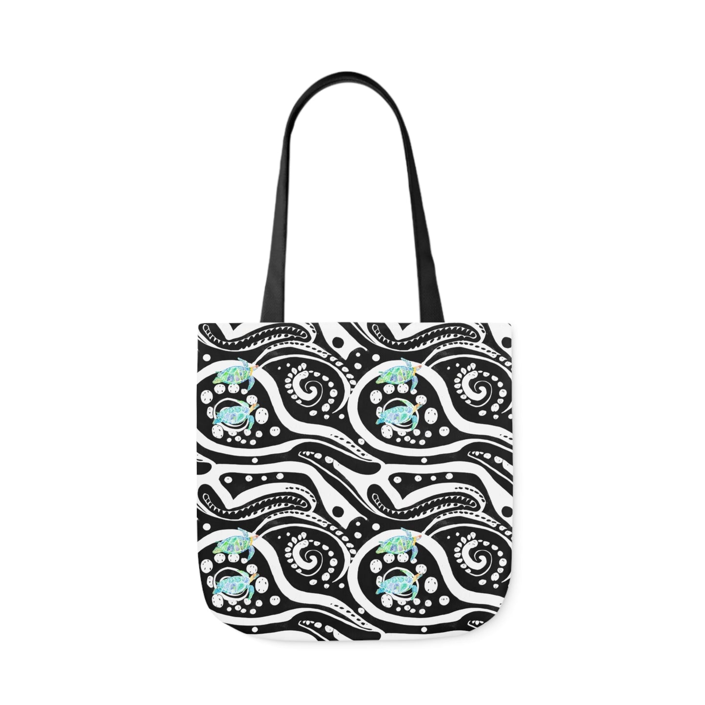 Canvas Tote Bag with Blue Turtles - Artmakeyourmark.com