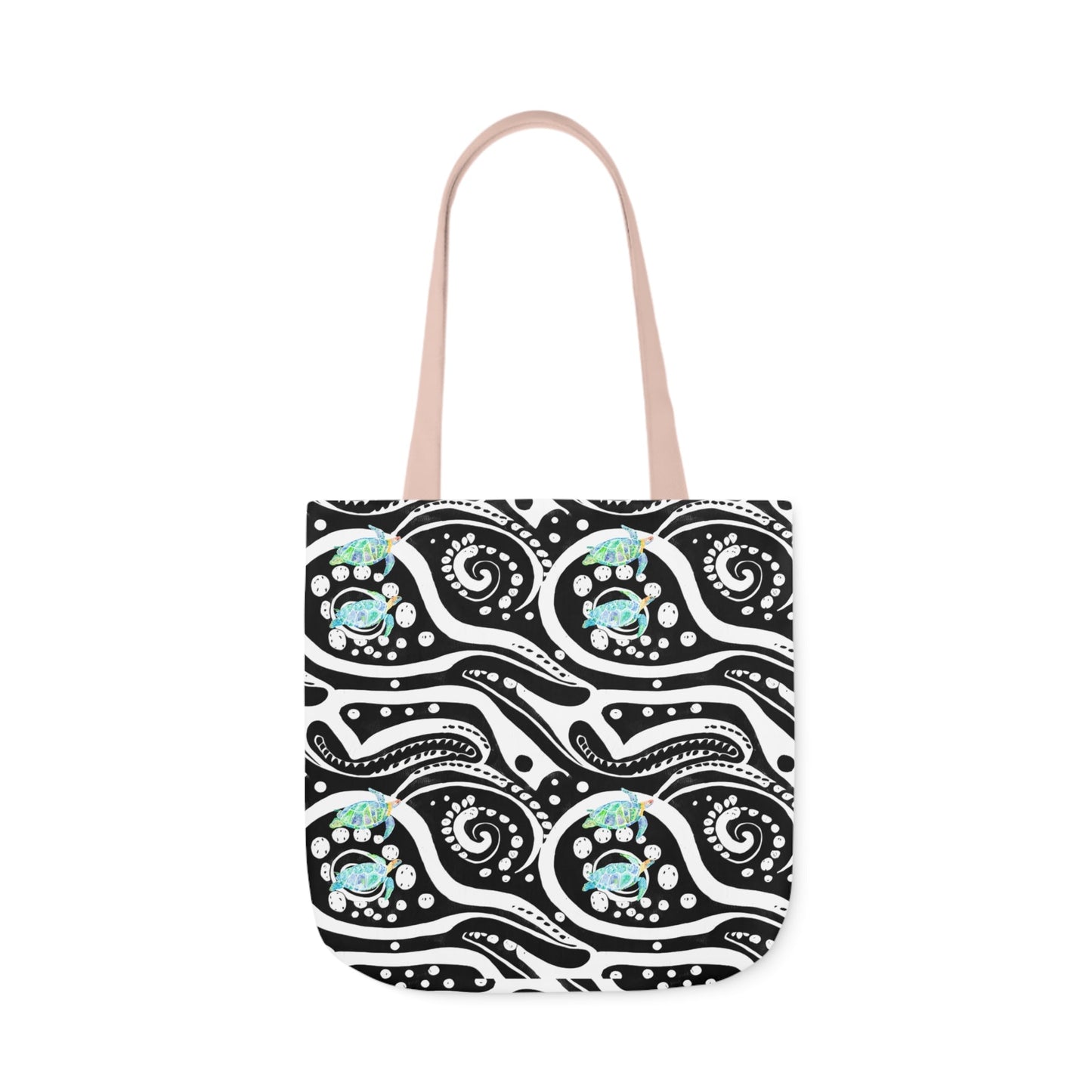 Canvas Tote Bag with Blue Turtles - Artmakeyourmark.com