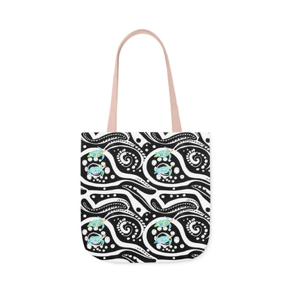 Canvas Tote Bag with Blue Turtles - Artmakeyourmark.com