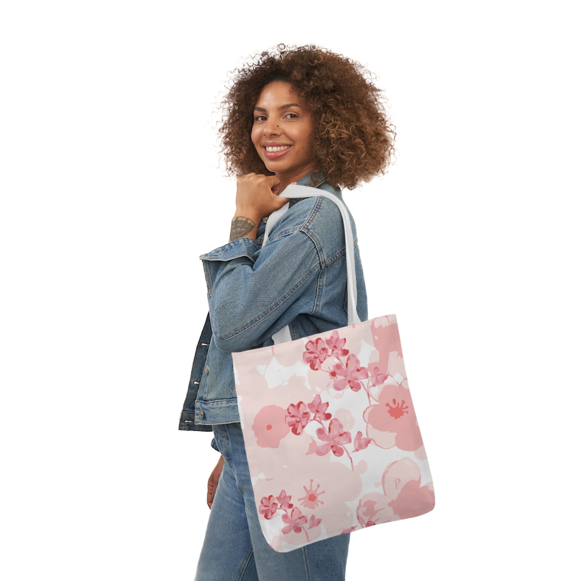 Canvas Tote Bag with Cherry Blossoms - Artmakeyourmark.com