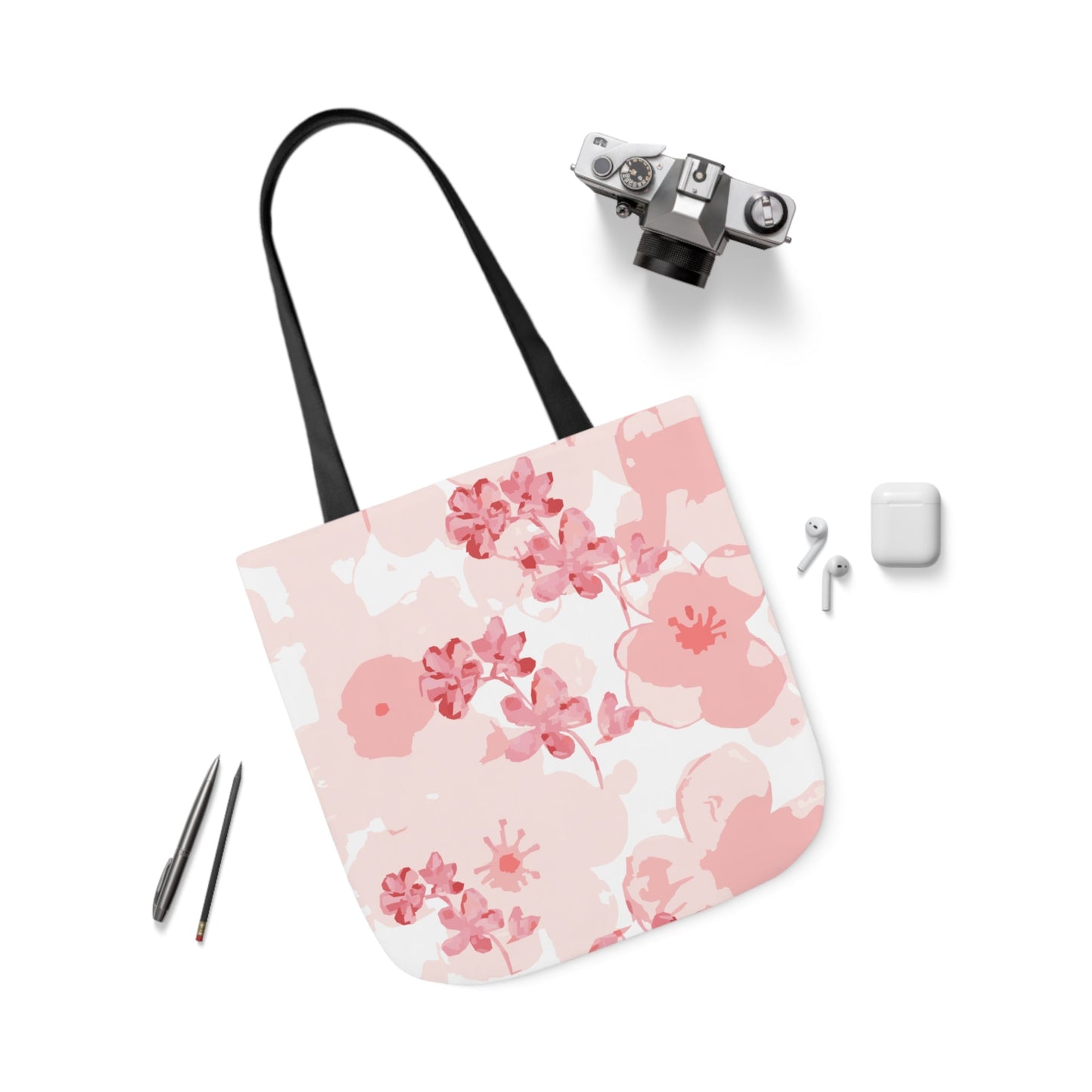 Canvas Tote Bag with Cherry Blossoms - Artmakeyourmark.com