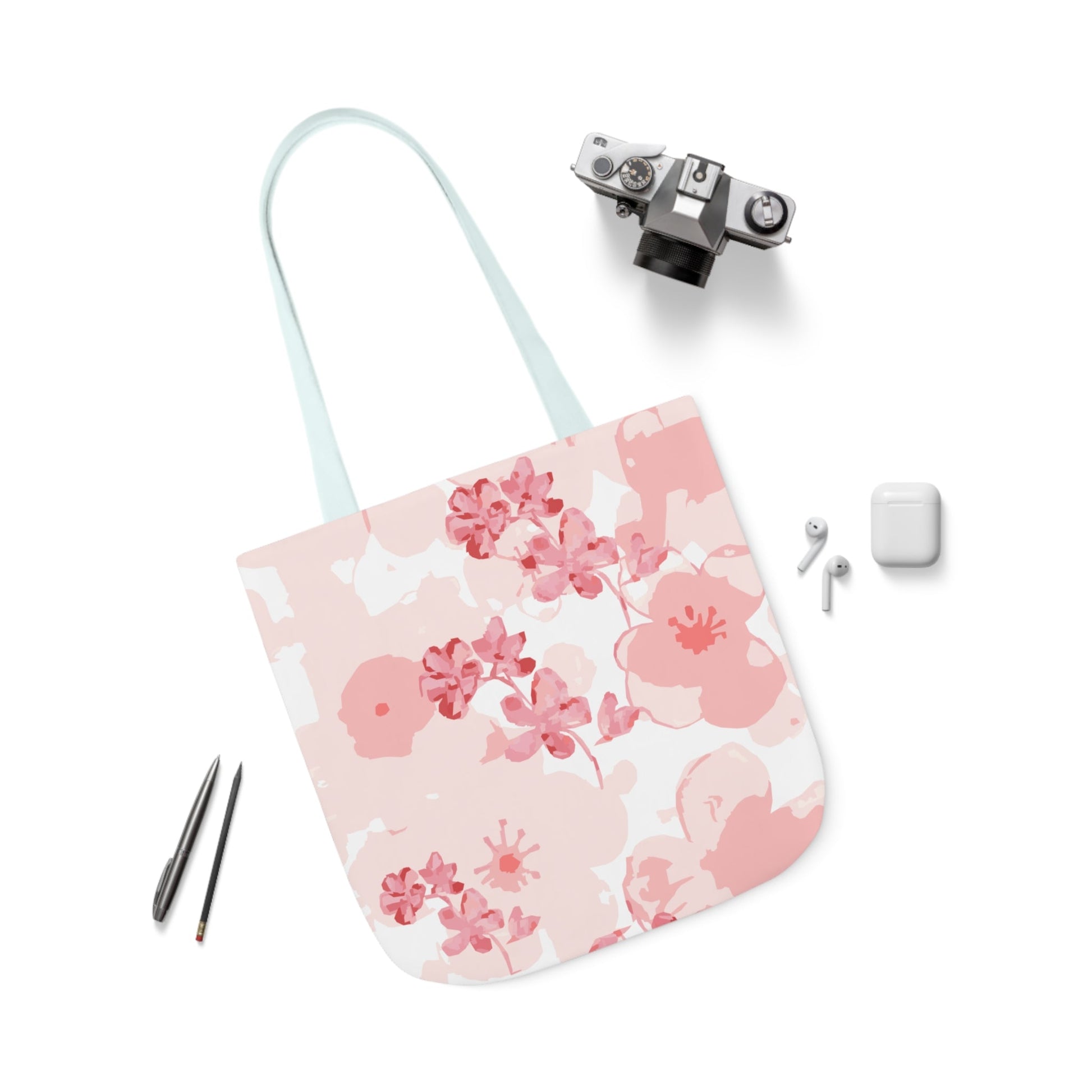 Canvas Tote Bag with Cherry Blossoms - Artmakeyourmark.com