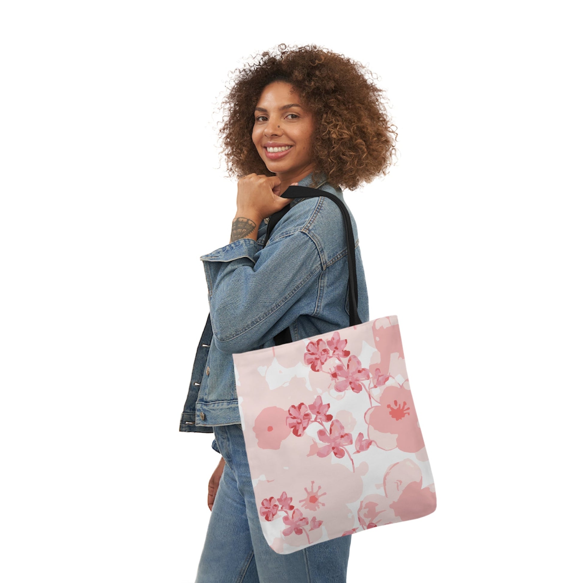 Canvas Tote Bag with Cherry Blossoms - Artmakeyourmark.com