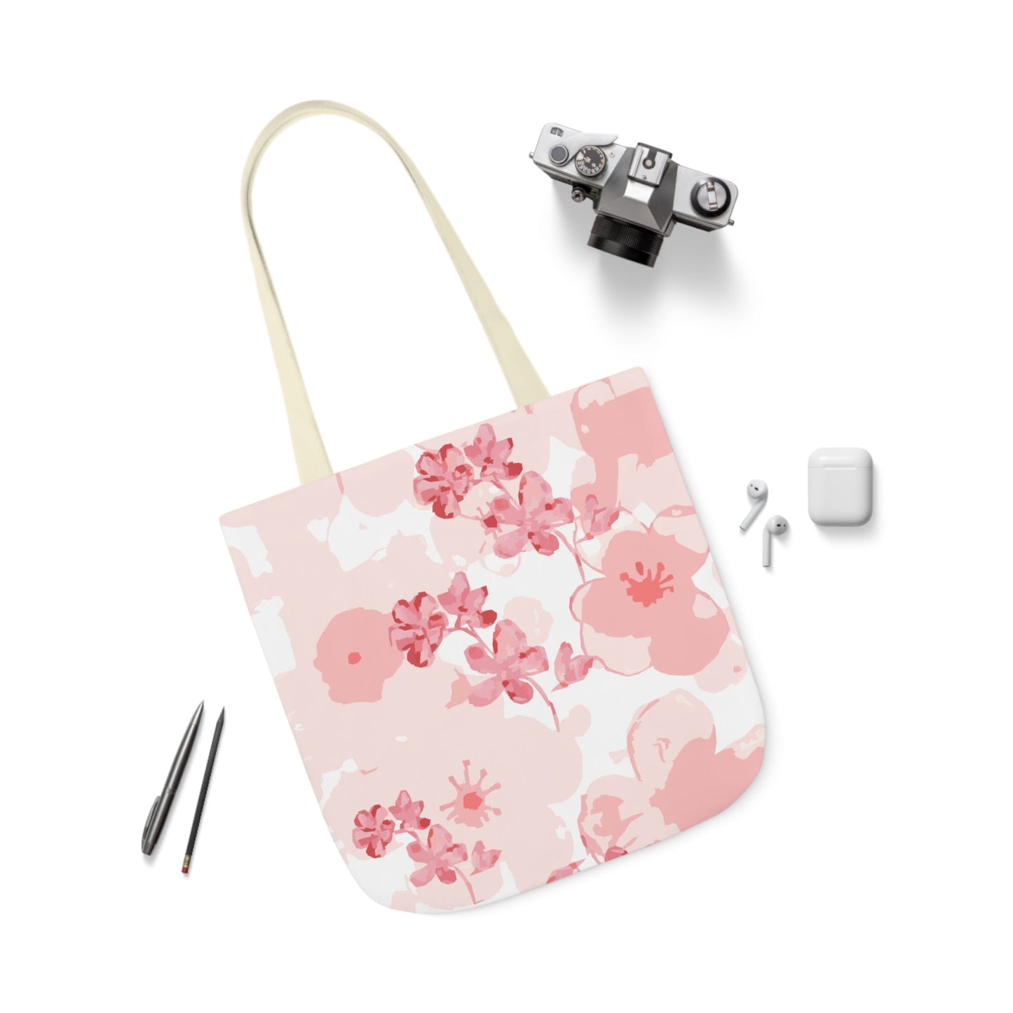 Canvas Tote Bag with Cherry Blossoms - Artmakeyourmark.com