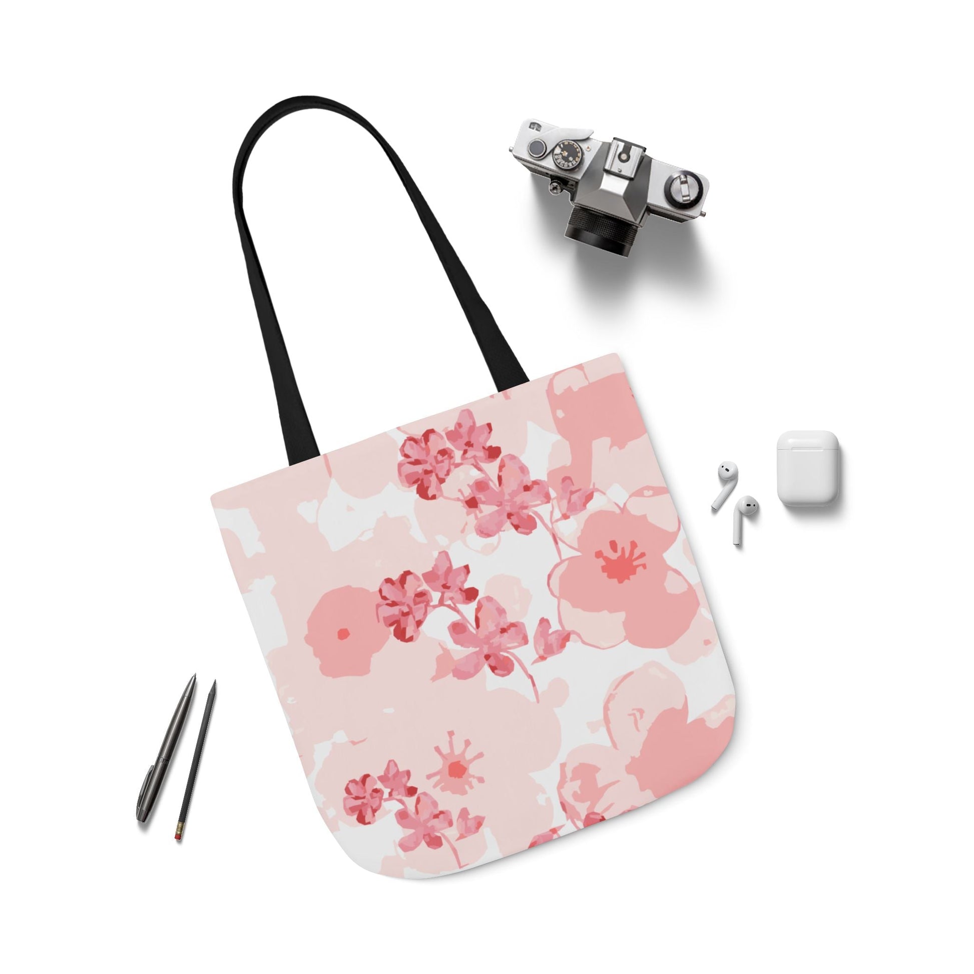 Canvas Tote Bag with Cherry Blossoms - Artmakeyourmark.com