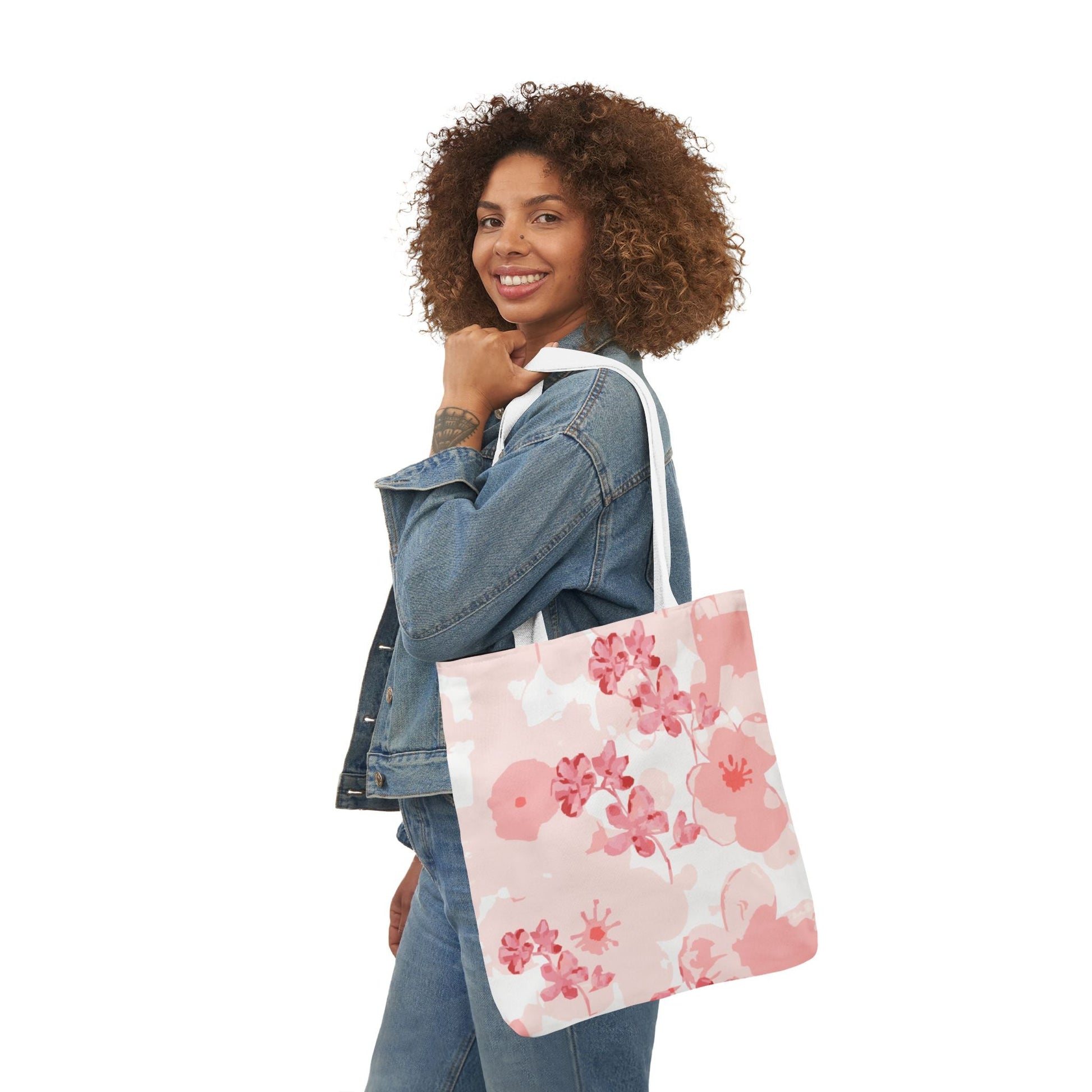Canvas Tote Bag with Cherry Blossoms - Artmakeyourmark.com