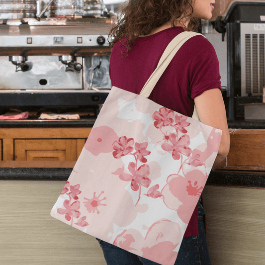 Canvas Tote Bag with Cherry Blossoms - Artmakeyourmark.com