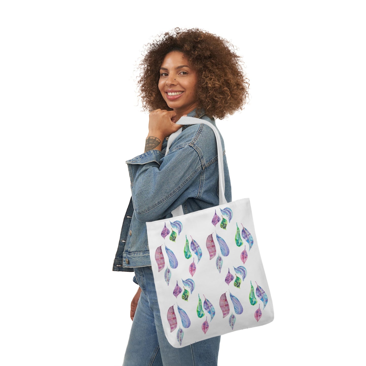 Canvas Tote Bag with Colourful Leaves - Artmakeyourmark.com